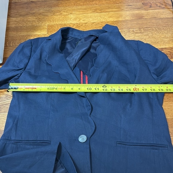 J. Crew Linen Blend Navy Blue Scalloped Lightweight Blazer 6 Academia - Picture 13 of 14